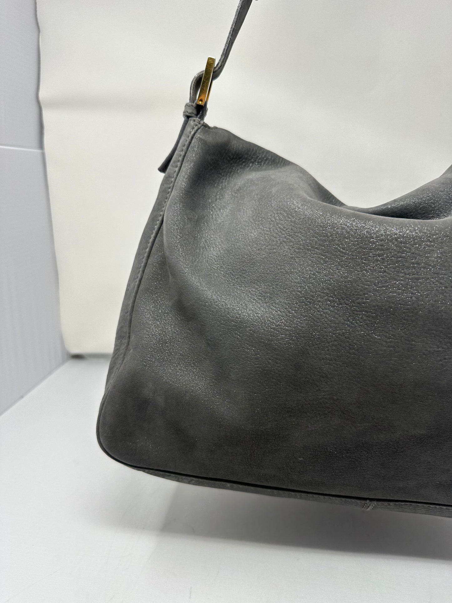 Fendi Sparkling Grey Leather Mamma Baguette Bag
