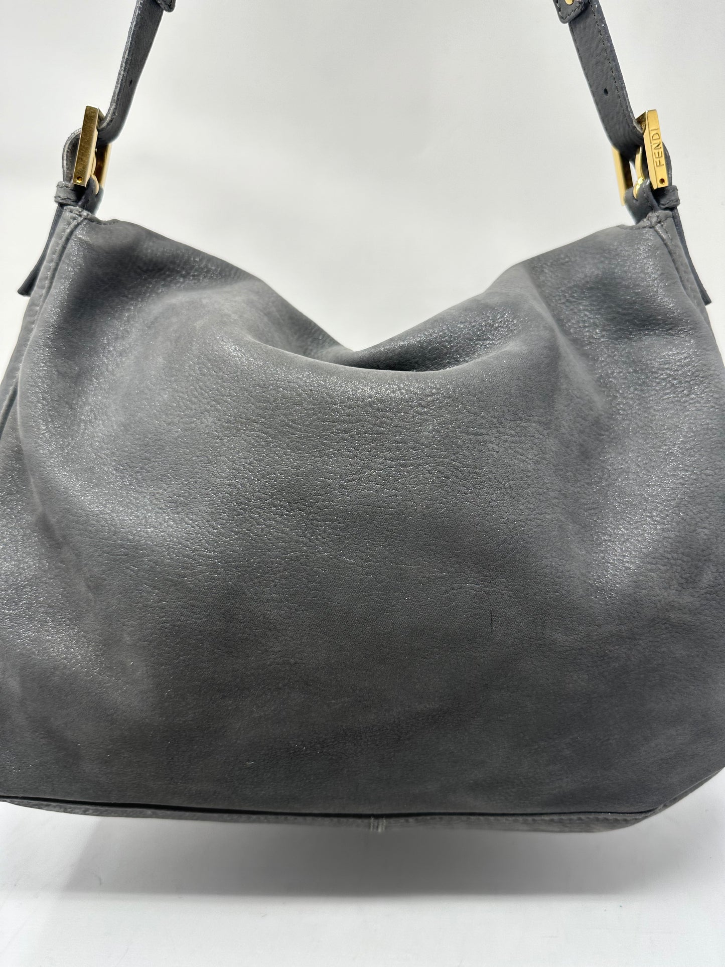 Fendi Sparkling Grey Leather Mamma Baguette Bag