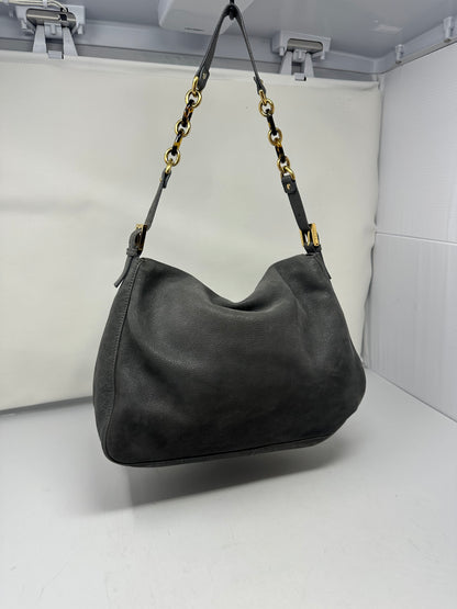 Fendi Sparkling Grey Leather Mamma Baguette Bag