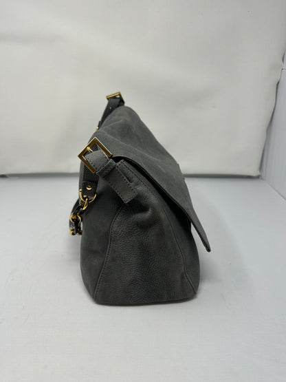 Fendi Sparkling Grey Leather Mamma Baguette Bag