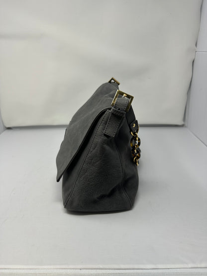 Fendi Sparkling Grey Leather Mamma Baguette Bag