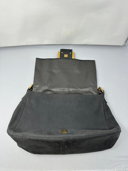 Fendi Sparkling Grey Leather Mamma Baguette Bag