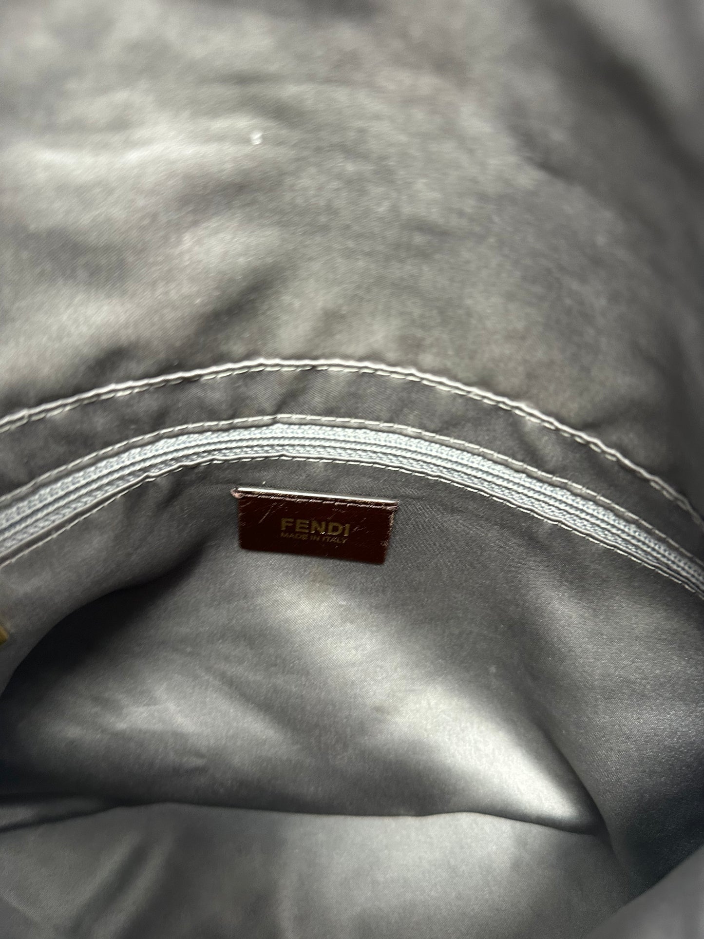 Fendi Sparkling Grey Leather Mamma Baguette Bag