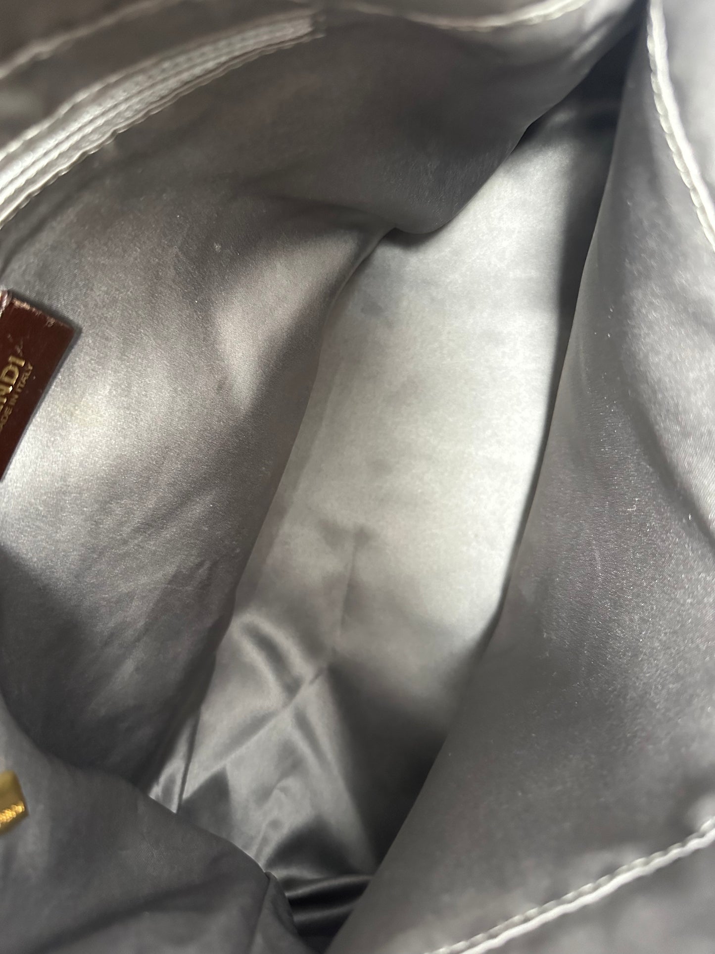 Fendi Sparkling Grey Leather Mamma Baguette Bag