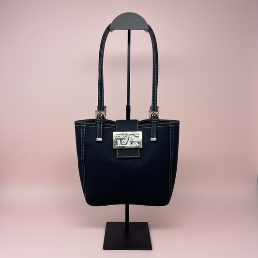 Fendi Zucca Canvas Mamma Mini Handbag Navy