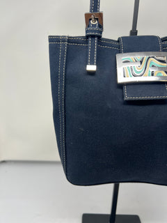 Fendi Navy Canvas Mamma Mini Handbag