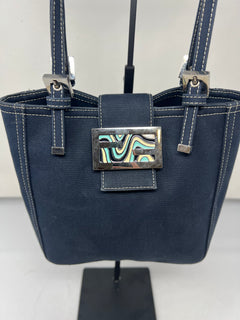 Fendi Navy Canvas Mamma Mini Handbag