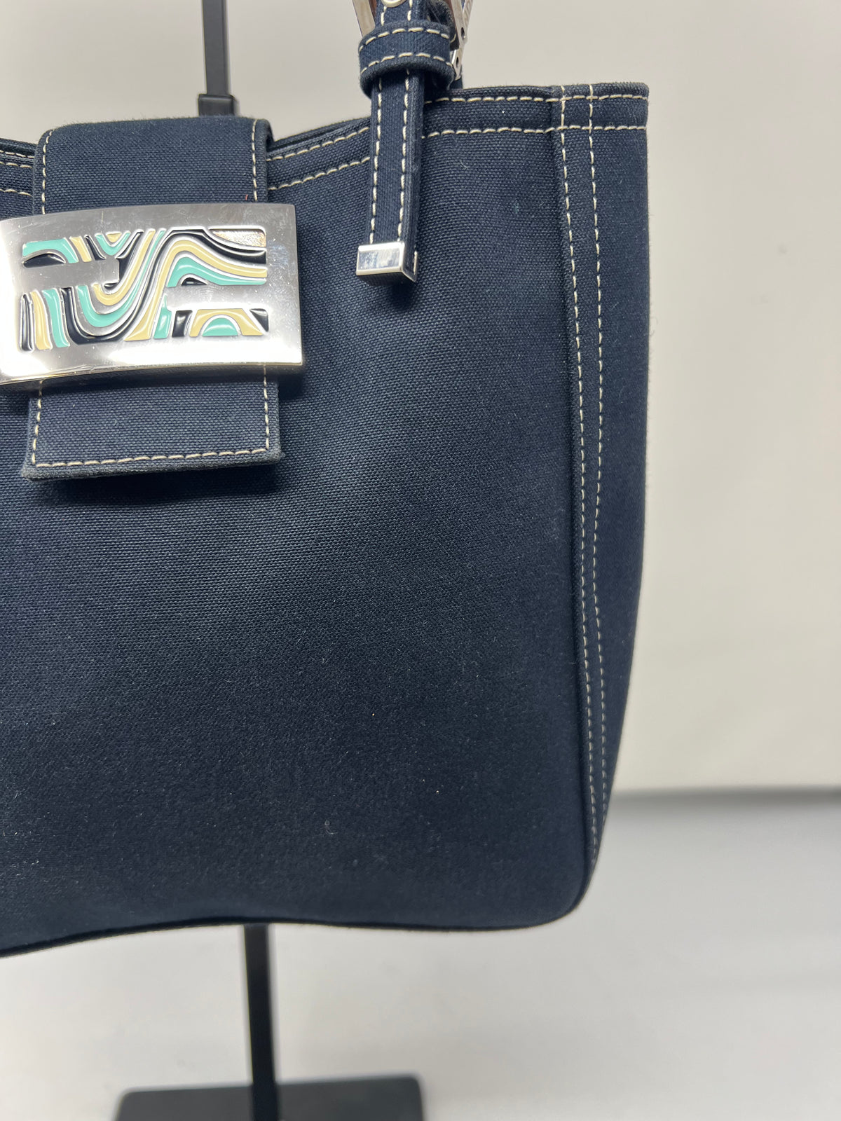 Fendi Navy Canvas Mamma Mini Handbag