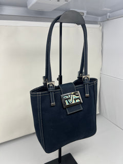 Fendi Navy Canvas Mamma Mini Handbag