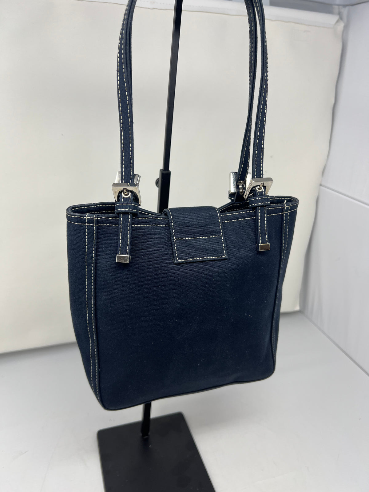 Fendi Navy Canvas Mamma Mini Handbag