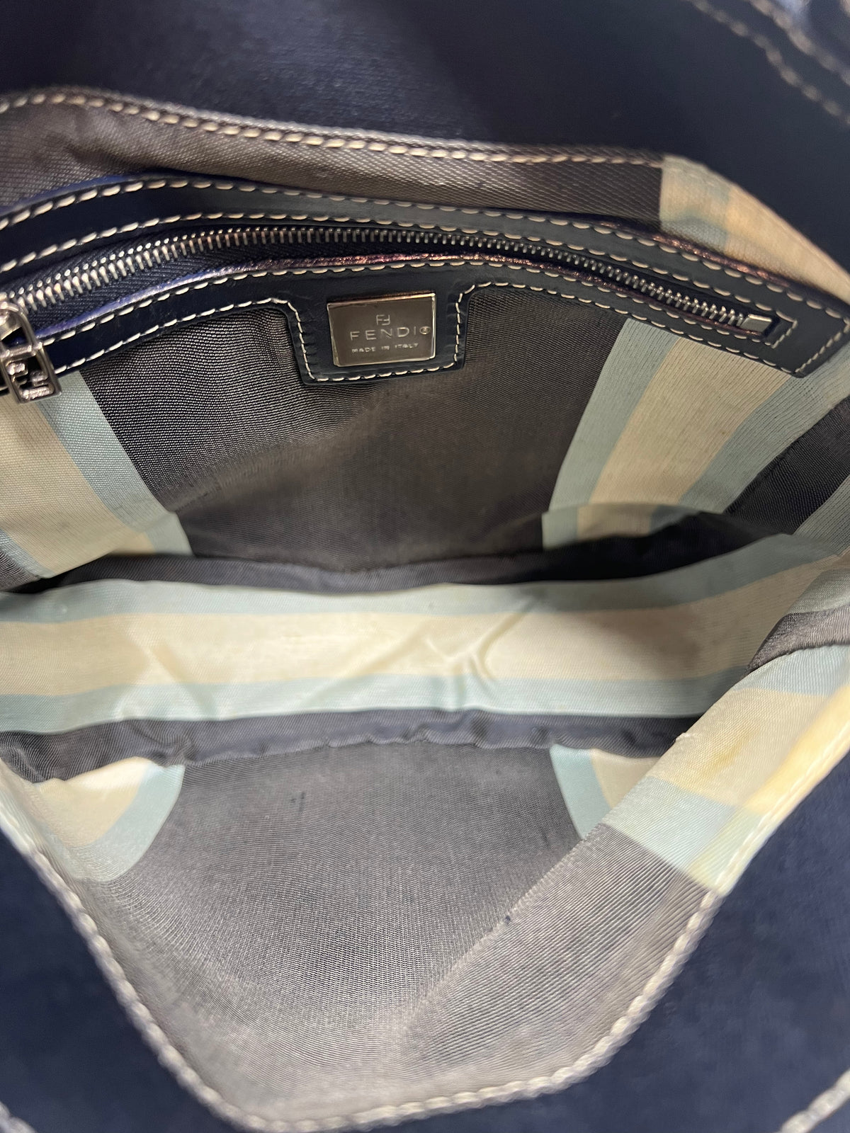 Fendi Navy Canvas Mamma Mini Handbag