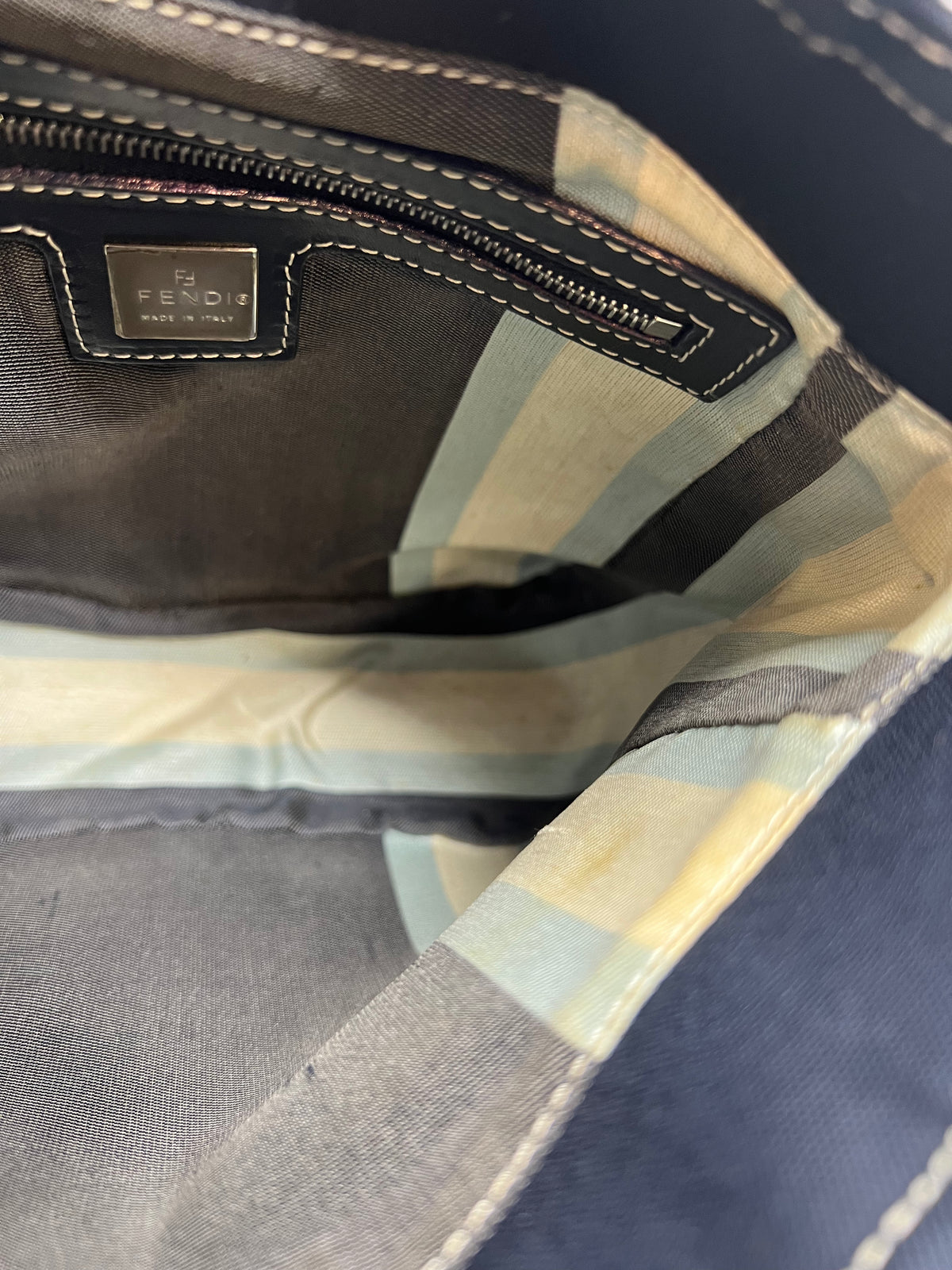 Fendi Navy Canvas Mamma Mini Handbag