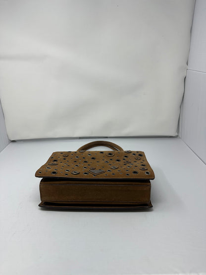 Prada Grommet Frame Brown Suede Shoulder Bag