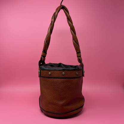 Fendi Vintage Drawstring Bucket Bag Coated Canvas with Leather Medium