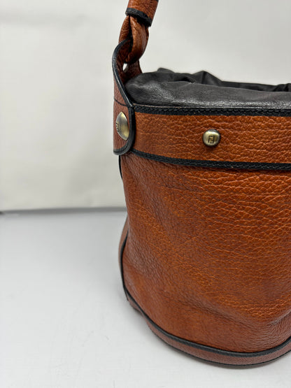 Fendi Vintage Drawstring Bucket Bag Coated Canvas with Leather Medium