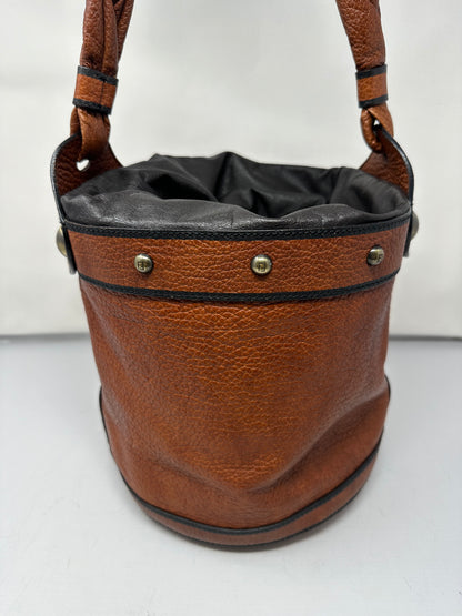 Fendi Vintage Drawstring Bucket Bag Coated Canvas with Leather Medium