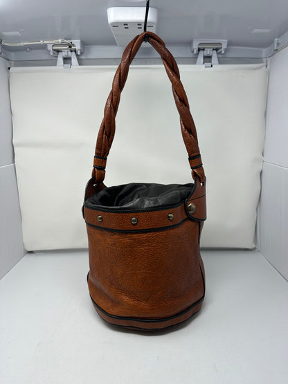 Fendi Vintage Drawstring Bucket Bag Coated Canvas with Leather Medium