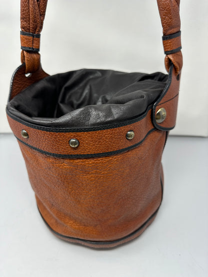 Fendi Vintage Drawstring Bucket Bag Coated Canvas with Leather Medium