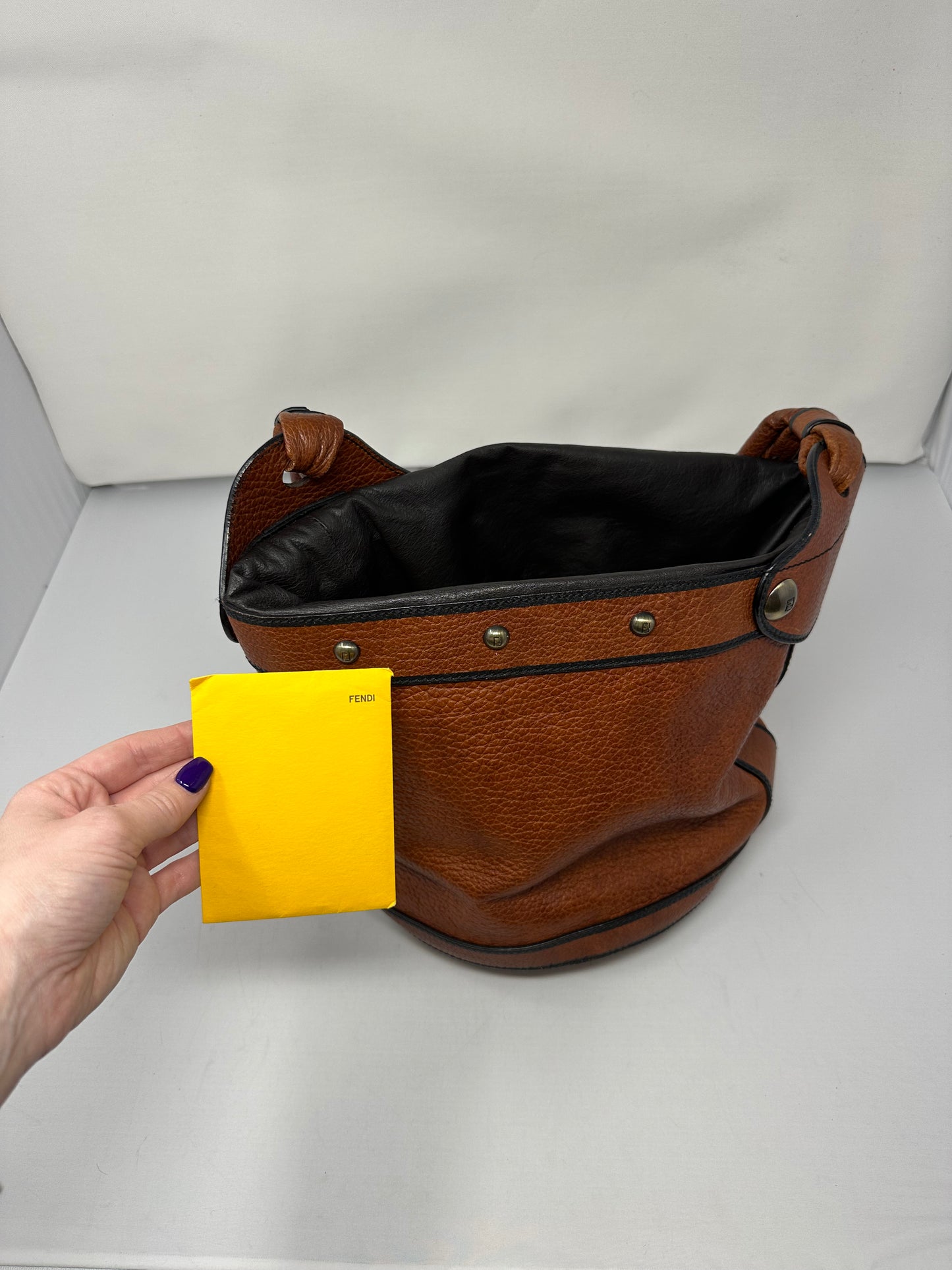 Fendi Vintage Drawstring Bucket Bag Coated Canvas with Leather Medium