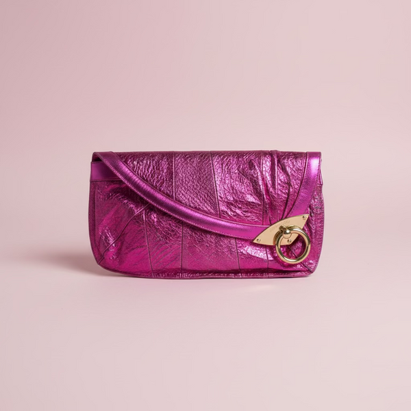 Jimmy Choo Metallic Fuchsia Ring Clutch
