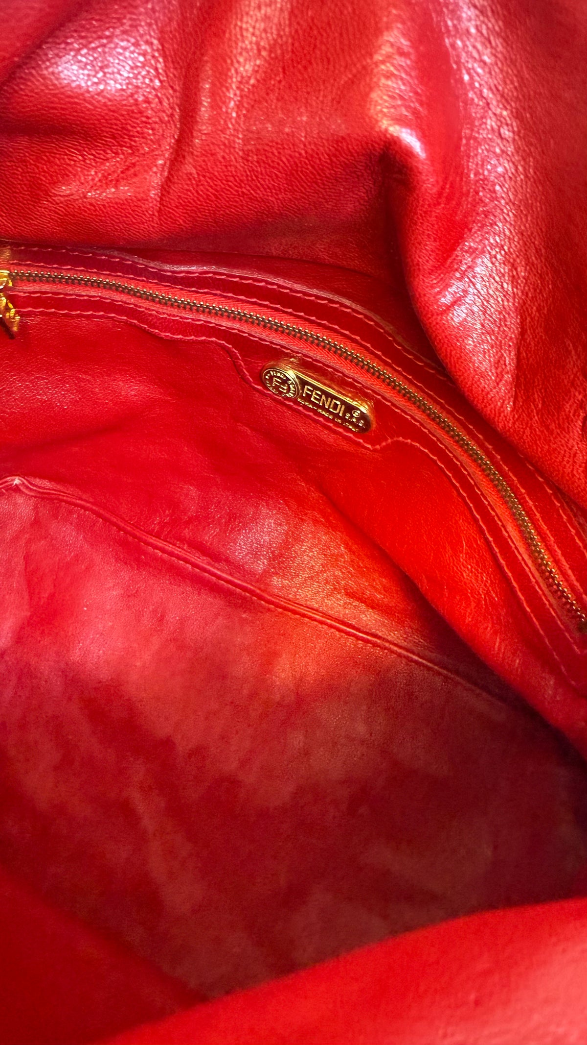 Fendi Red Sequin Mamma Baguette Shoulder Bag