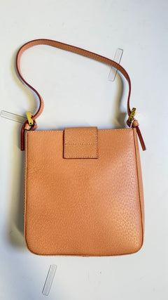 Fendi FF Logo Structured Shoulder Bag in Peach Leather