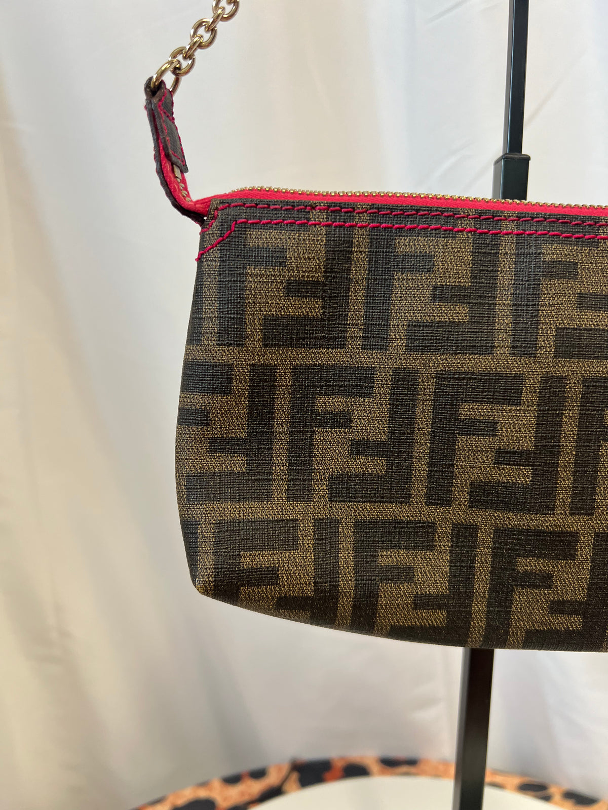 Fendi Zucca Print PVC Canvas Chain Accessory Pouch