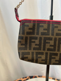 Fendi Zucca Print PVC Canvas Chain Accessory Pouch