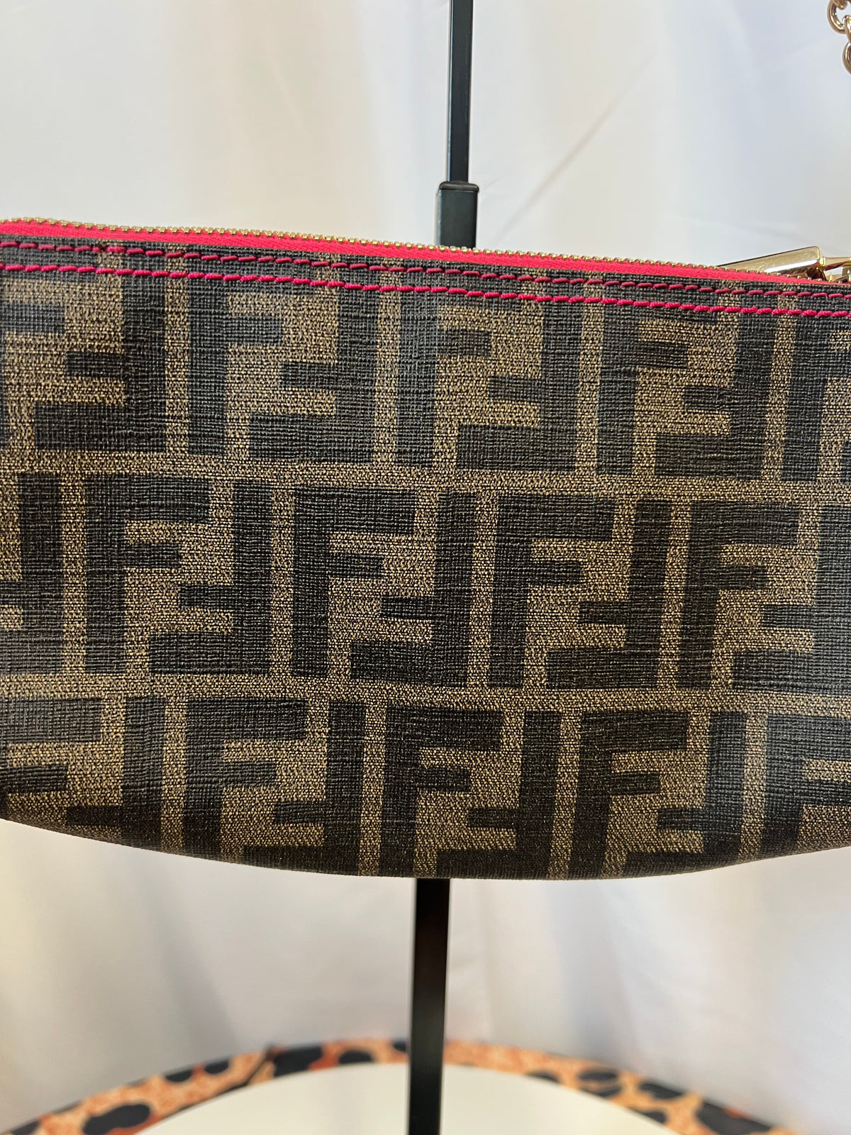 Fendi Zucca Print PVC Canvas Chain Accessory Pouch