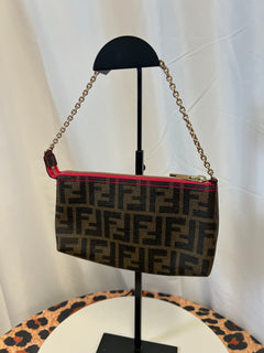 Fendi Zucca Print PVC Canvas Chain Accessory Pouch