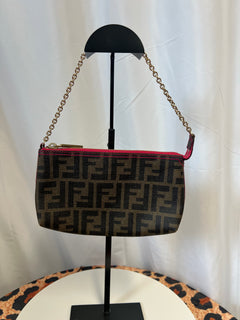 Fendi Zucca Print PVC Canvas Chain Accessory Pouch