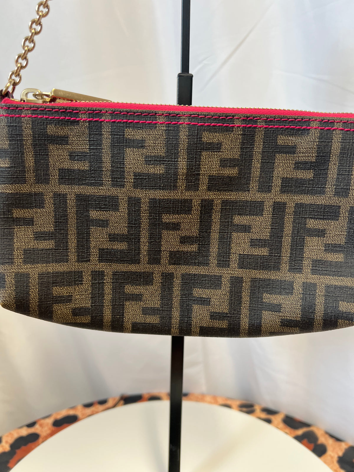 Fendi Zucca Print PVC Canvas Chain Accessory Pouch