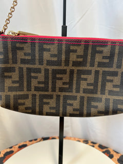 Fendi Zucca Print PVC Canvas Chain Accessory Pouch