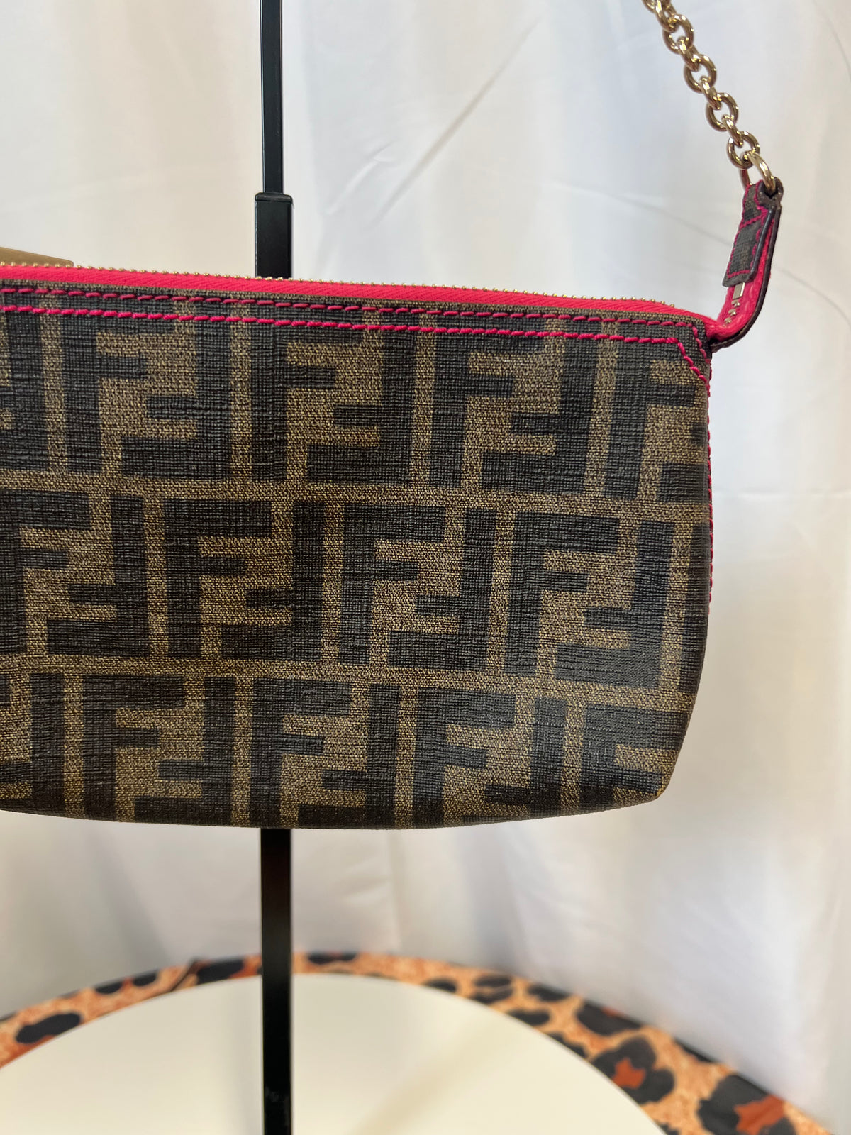 Fendi Zucca Print PVC Canvas Chain Accessory Pouch