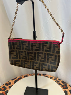 Fendi Zucca Print PVC Canvas Chain Accessory Pouch