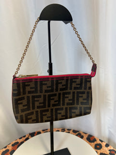 Fendi Zucca Print PVC Canvas Chain Accessory Pouch