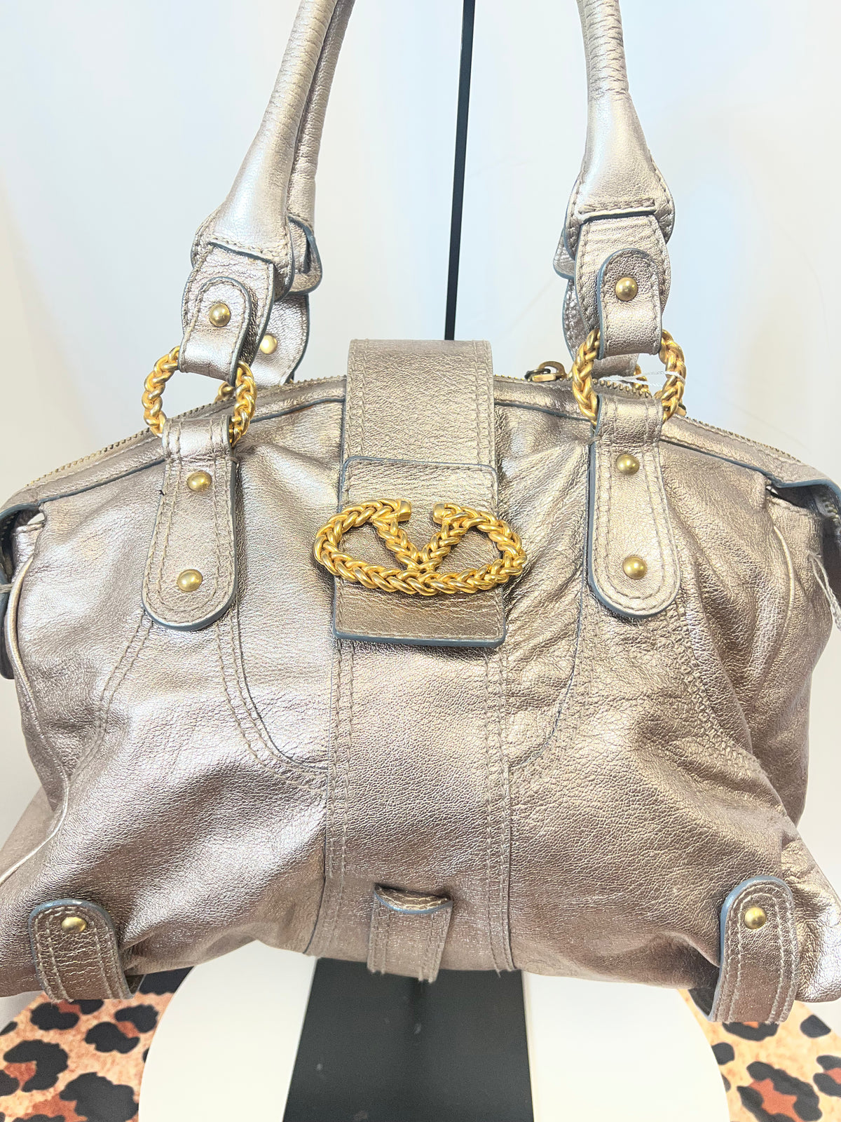 Valentino Metallic Leather Shoulder Bag