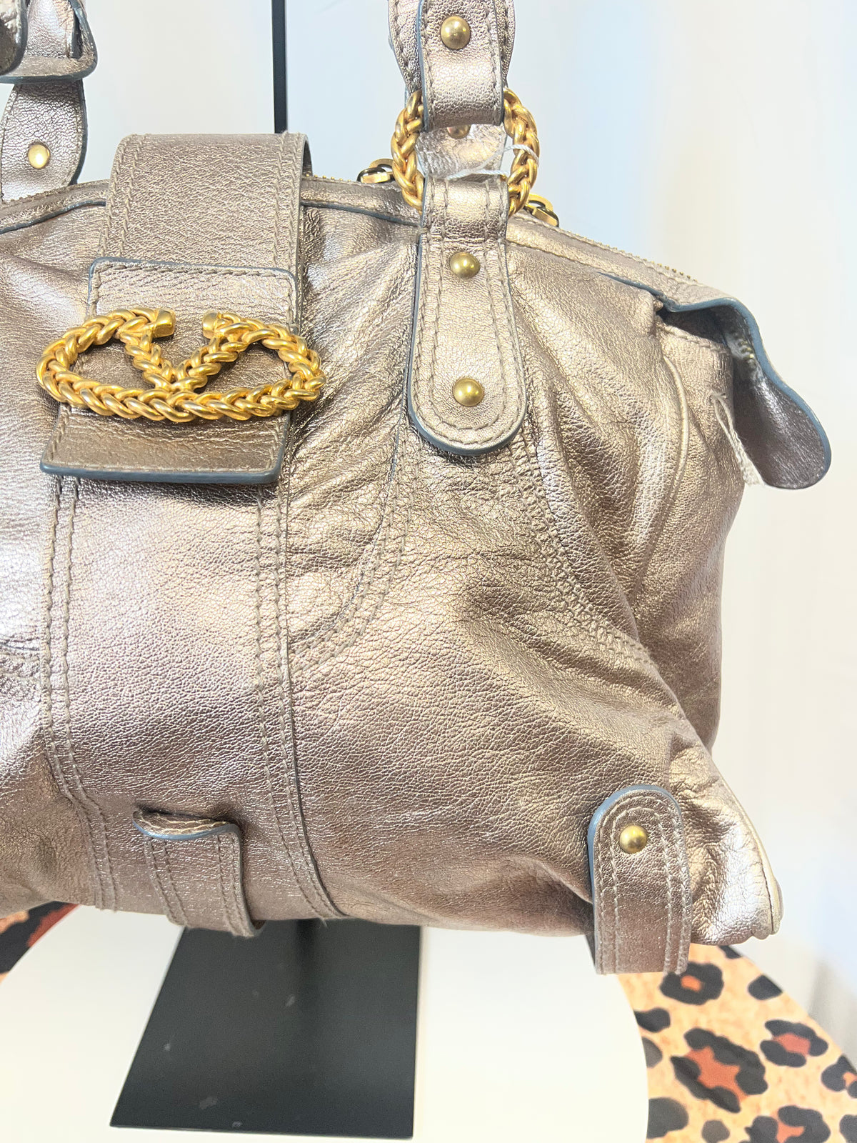 Valentino Metallic Leather Shoulder Bag