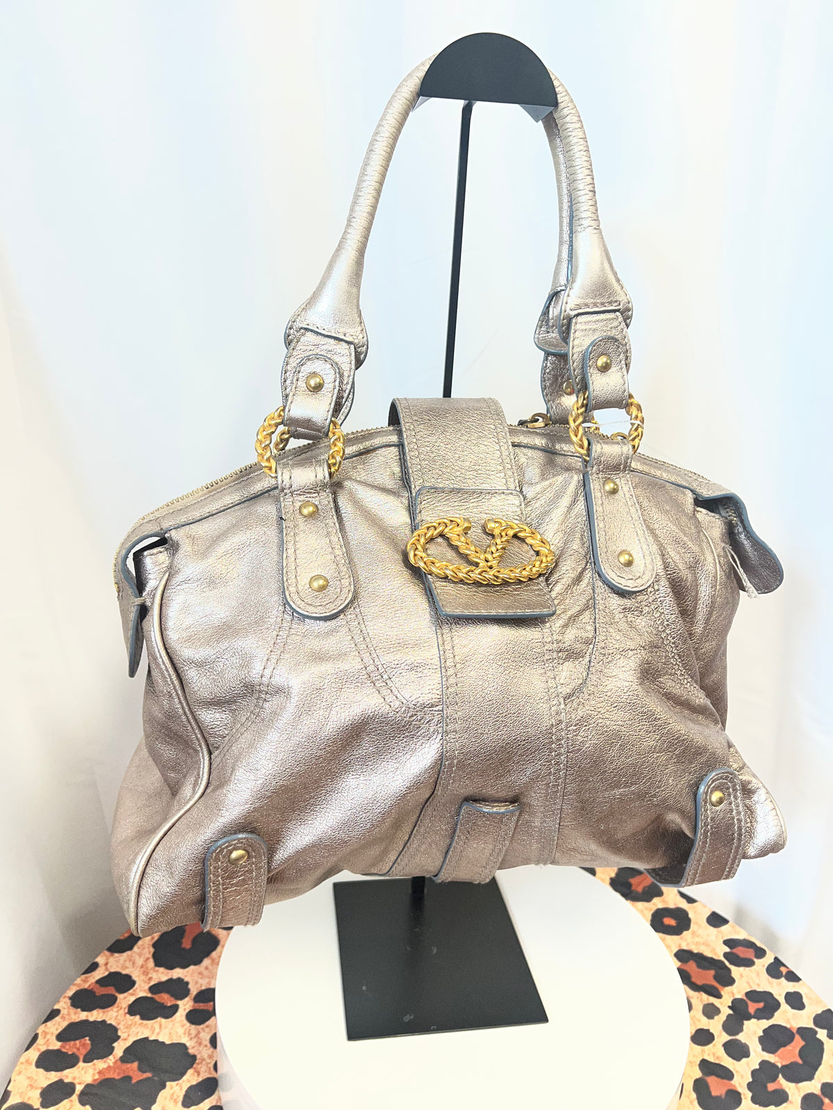 Valentino Metallic Leather Shoulder Bag