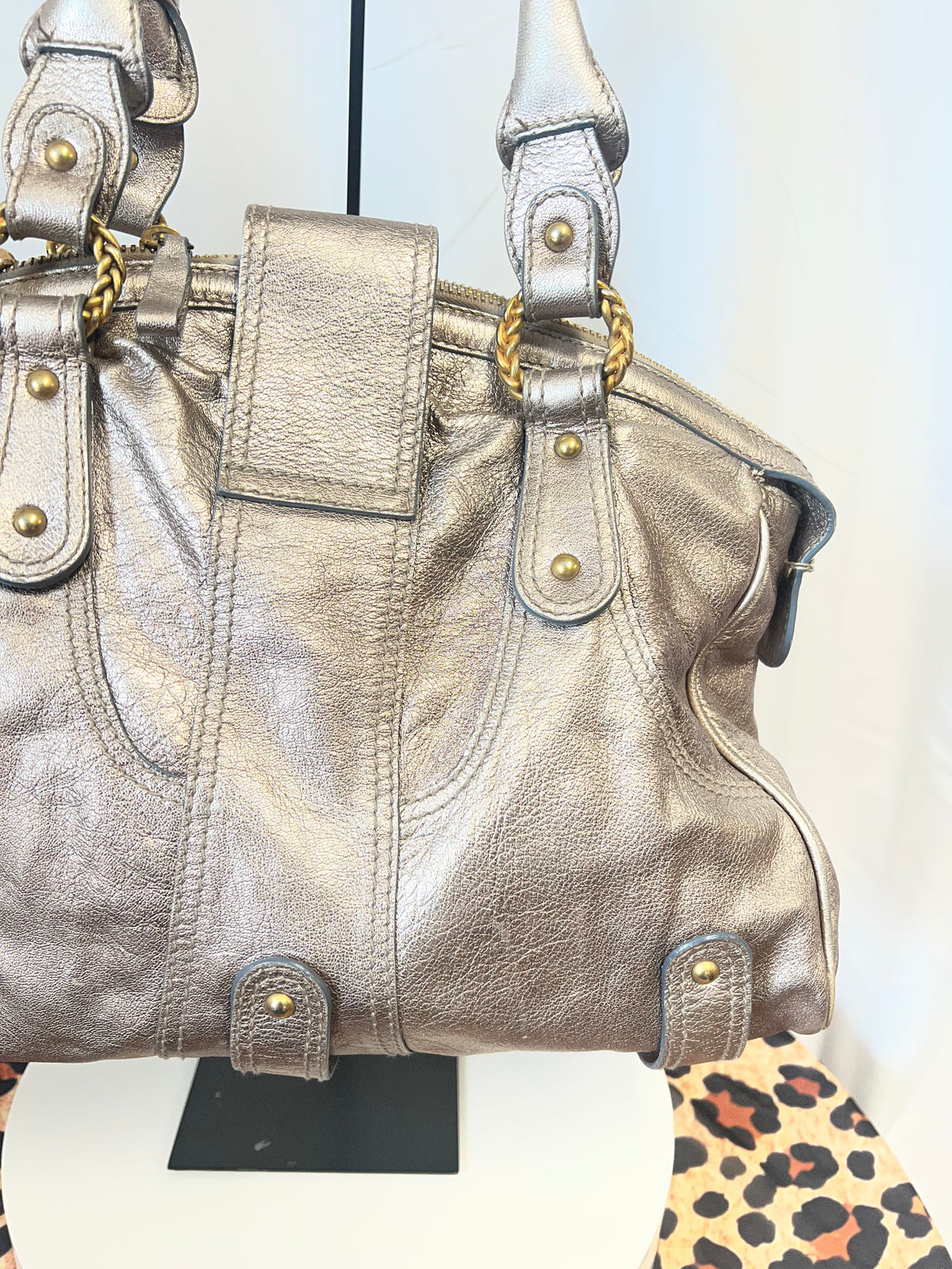 Valentino Metallic Leather Shoulder Bag