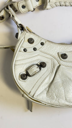 Balenciaga Le Cagole Shoulder Bag in White Lambskin Leather