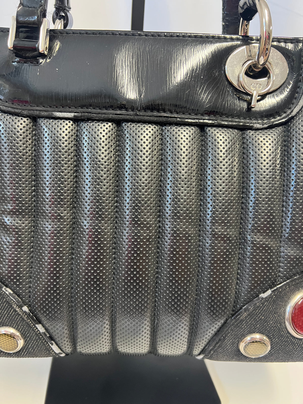 Christian Dior Cadillac Leather Tote Bag Black Galliano Era c. 2003–2004