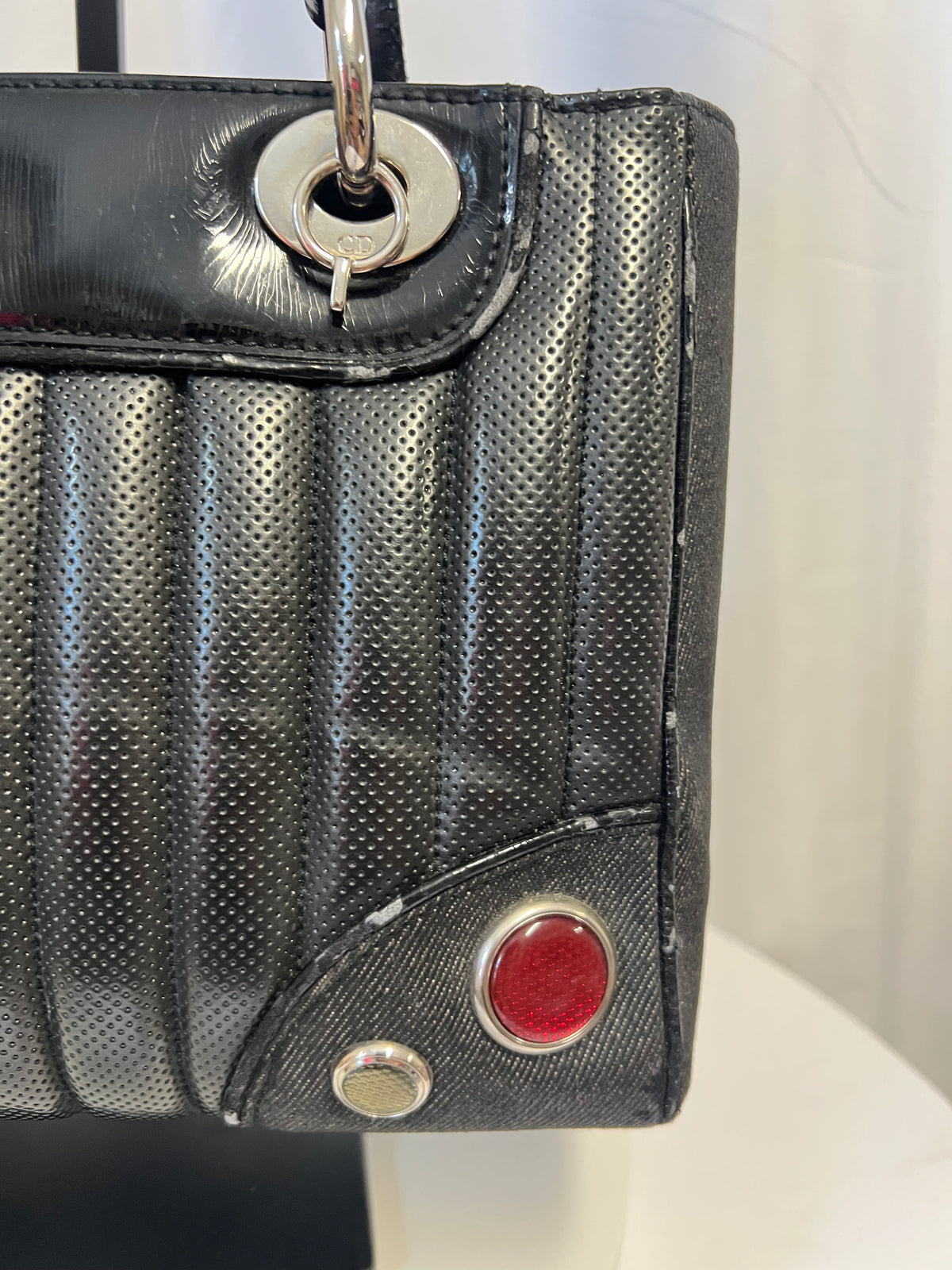 Christian Dior Cadillac Leather Tote Bag Black Galliano Era c. 2003–2004