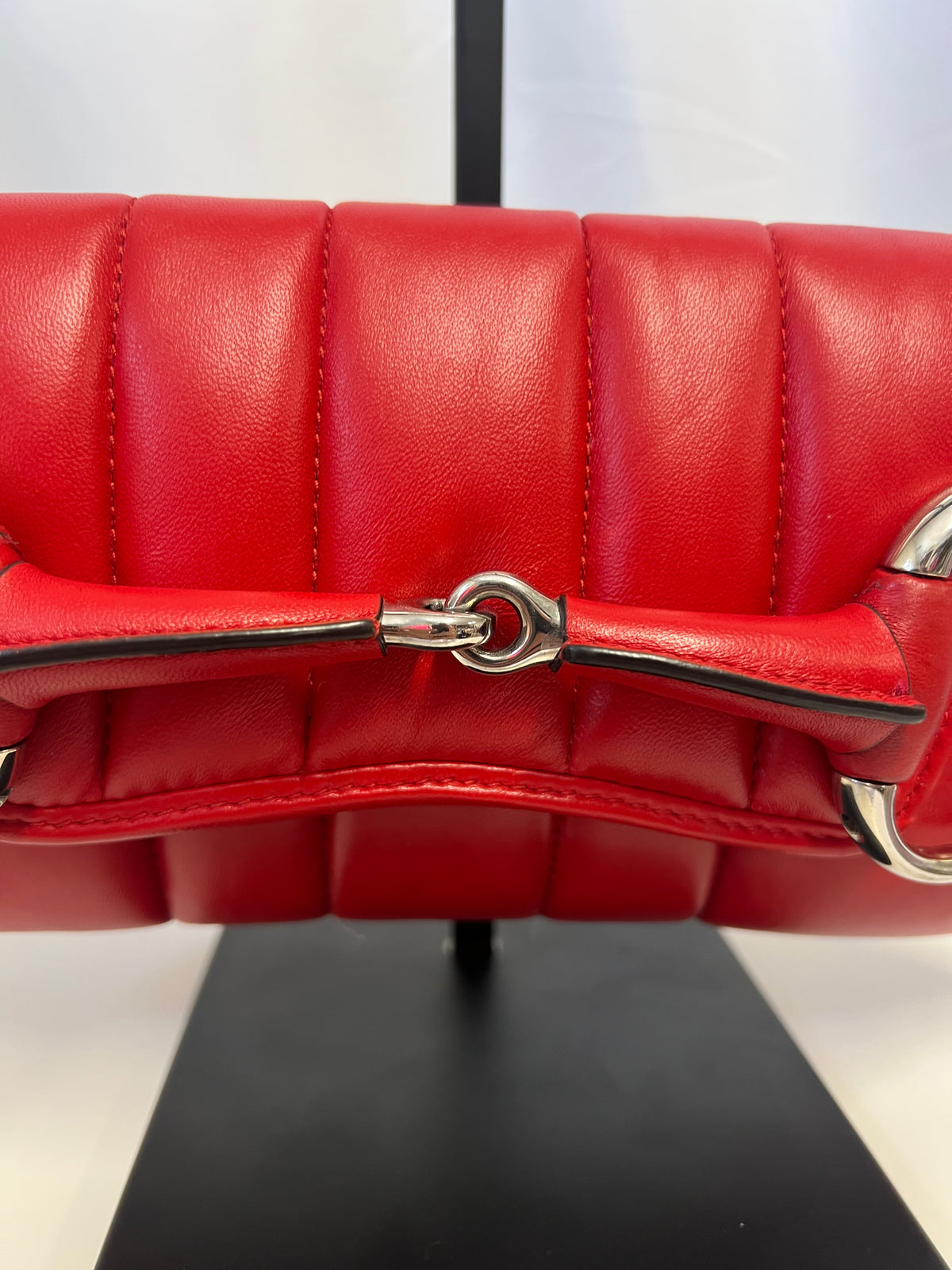 Gucci Horsebit Chain Shoulder Bag Red Quilted Leather