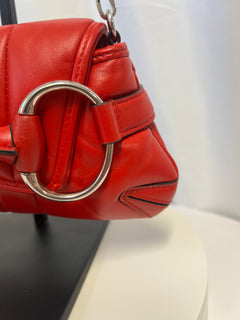 Gucci Horsebit Chain Shoulder Bag Red Quilted Leather
