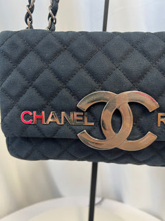 Chanel Cruise Canvas Flap Shoulder Bag in Navy