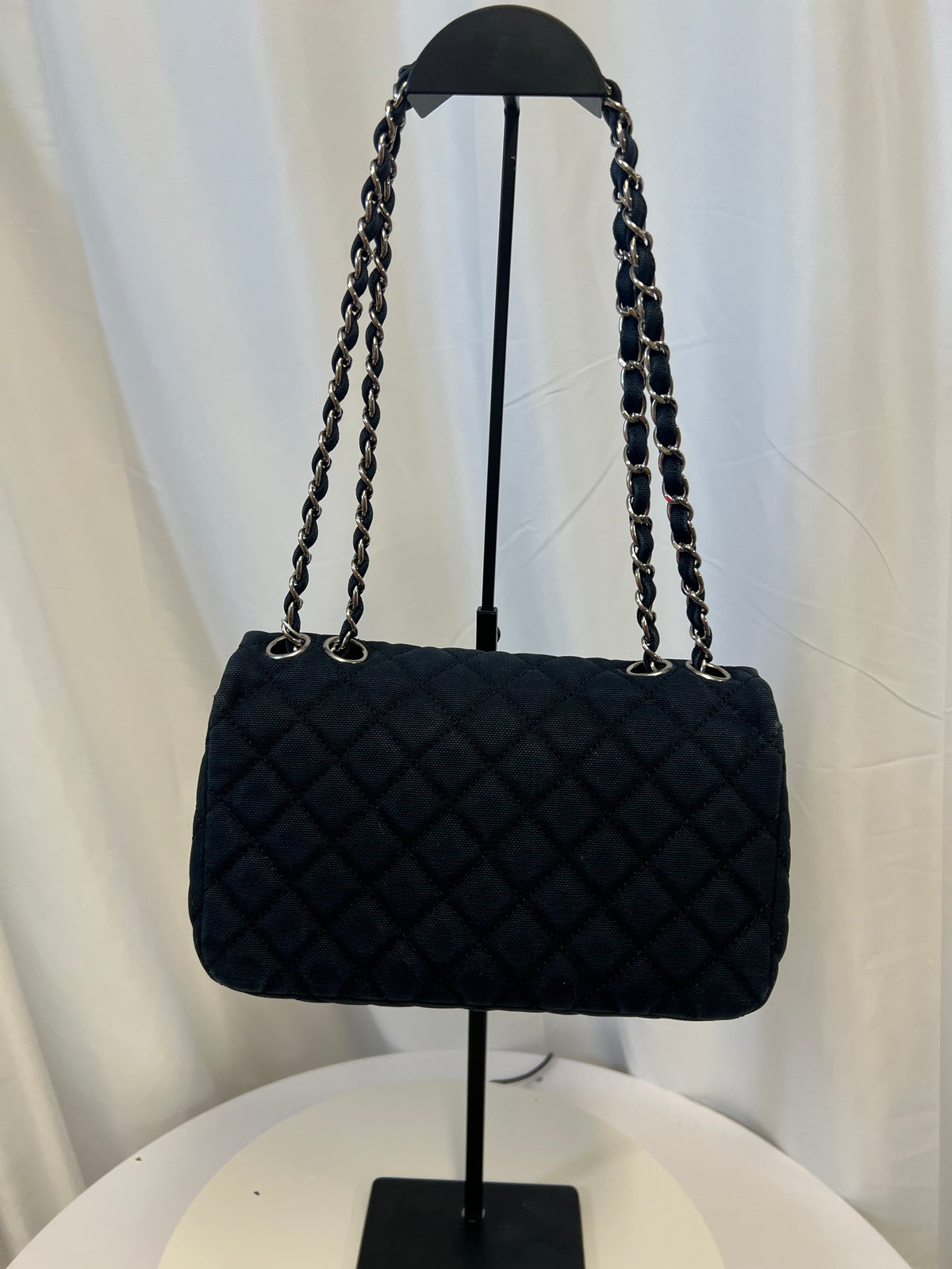 Chanel Cruise Canvas Flap Shoulder Bag in Navy