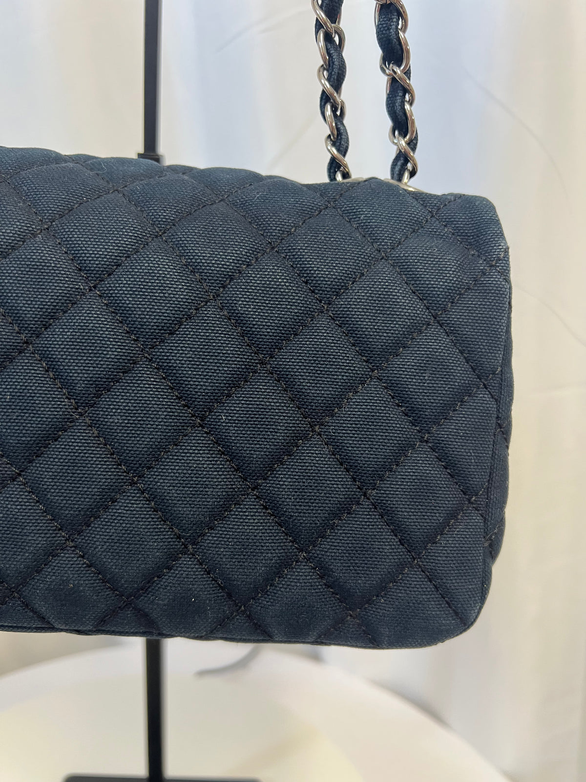Chanel Cruise Canvas Flap Shoulder Bag in Navy