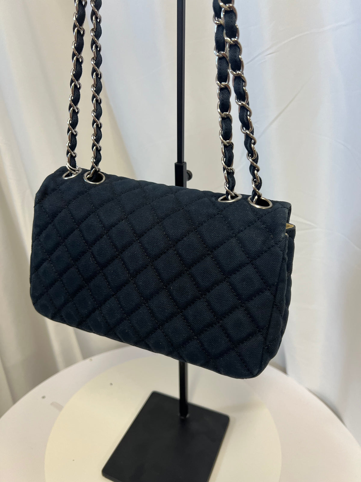 Chanel Cruise Canvas Flap Shoulder Bag in Navy