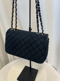 Chanel Cruise Canvas Flap Shoulder Bag in Navy